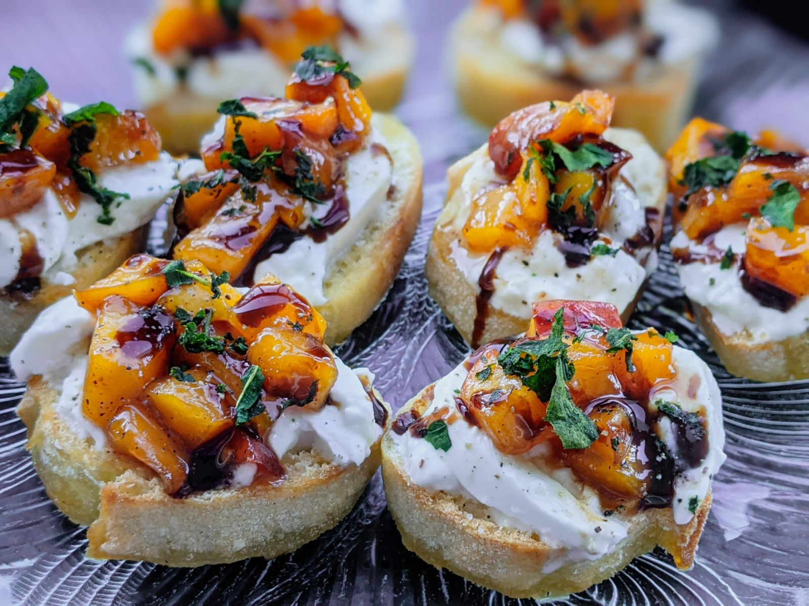 Caramelized Peaches & Burrata Crostinis - Bell Urban Farm