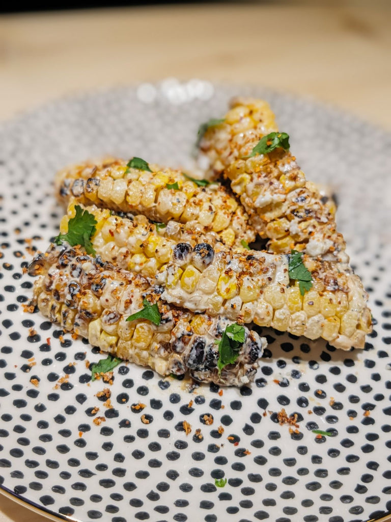 Grilled corn ribs, elote style